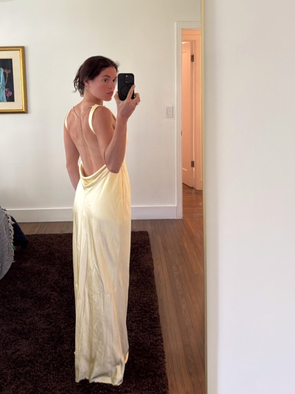 Yellow Silk Backless Dress (Never Worn, tailored for 5'2)
